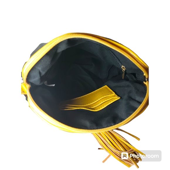 Dome Crossbody Bag With Adjustable Strap And Two Tassels - Picture 4 of 9